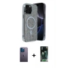 MARSİLYAN™- iPhone 12 Pro Kılıf Eksen Çizgi - Siyah 360 Mat Full Body Arka Koruyucu + Neon Fosforlu Kamera Lens - MI