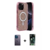 MARSİLYAN™- iPhone 12 Pro Kılıf Eksen Çizgi - Siyah 360 Mat Full Body Arka Koruyucu + Neon Fosforlu Kamera Lens - MI