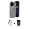 MARSİLYAN™- iPhone 12 Pro Kılıf Eksen Çizgi - Siyah 360 Mat Full Body Arka Koruyucu + Mavi Shine Kamera Lens