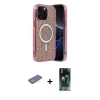 MARSİLYAN™- iPhone 12 Pro Kılıf Eksen Çizgi - Siyah 360 Mat Full Body Arka Koruyucu + Renkli Kamera Lens Koruma Cam - SI