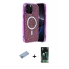 MARSİLYAN™- iPhone 12 Pro Kılıf Eksen Çizgi - Siyah 360 Mat Full Body Arka Koruyucu + Shine Kamera Lens Koruma Cam - MI