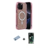 MARSİLYAN™- iPhone 12 Pro Kılıf Eksen Çizgi - Siyah 360 Mat Full Body Arka Koruyucu + Shine Kamera Lens Koruma Cam - MI