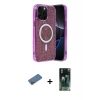 MARSİLYAN™- iPhone 12 Pro Kılıf Eksen Çizgi - Siyah 360 Mat Full Body Arka Koruyucu + Shine Kamera Lens Koruma Cam - GD
