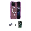 MARSİLYAN™- iPhone 12 Pro Kılıf Eksen Çizgi - Siyah 360 Mat Full Body Arka Koruyucu + Renkli Kamera Lens Koruma Cam - TU