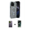 MARSİLYAN™- iPhone 12 Pro Kılıf Eksen Çizgi - Siyah 360 Mat Full Body Arka Koruyucu + Neon Fosforlu Kamera Lens - YL