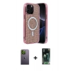 MARSİLYAN™- iPhone 12 Pro Kılıf Eksen Çizgi - Siyah 360 Mat Full Body Arka Koruyucu + Neon Fosforlu Kamera Lens - YL