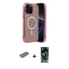 MARSİLYAN™- iPhone 12 Pro Kılıf Eksen Çizgi - Siyah 360 Mat Full Body Arka Koruyucu + Renkli Kamera Lens Koruma Cam - YL