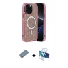 MARSİLYAN™- iPhone 12 Pro Kılıf Eksen Çizgi - Siyah 3D Antistatik Cam Ekran Koruyucu + Metal Kamera Lens Koruma Cam - KI