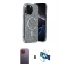 MARSİLYAN™- iPhone 12 Pro Kılıf Eksen Çizgi - Siyah 3D Antistatik Cam Ekran Koruyucu + Neon Fosforlu Kamera Lens - TU
