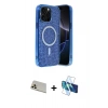 MARSİLYAN™- iPhone 12 Pro Kılıf Eksen Çizgi - Siyah 3D Antistatik Cam Ekran Koruyucu + Rainbow Kamera Lens Koruma Cam - GD