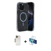 MARSİLYAN™- iPhone 12 Pro Kılıf Eksen Çizgi - Siyah 3D Antistatik Cam Ekran Koruyucu + Shine Kamera Lens - GD