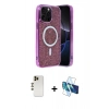 MARSİLYAN™- iPhone 12 Pro Kılıf Eksen Çizgi - Siyah 3D Antistatik Cam Ekran Koruyucu + Shine Kamera Lens - GD