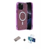MARSİLYAN™- iPhone 12 Pro Kılıf Eksen Çizgi - Siyah 3D Antistatik Cam Ekran Koruyucu + Shine Kamera Lens Koruma Cam - SABE