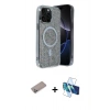 MARSİLYAN™- iPhone 12 Pro Kılıf Eksen Çizgi - Siyah 3D Antistatik Cam Ekran Koruyucu + Shine Kamera Lens Koruma Cam - SABE