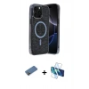 MARSİLYAN™- iPhone 12 Pro Kılıf Eksen Çizgi - Siyah 3D Antistatik Cam Ekran Koruyucu + Shine Kamera Lens Koruma Cam - GD