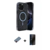 MARSİLYAN™- iPhone 12 Pro Kılıf Eksen Çizgi - Siyah 3D Antistatik Hayalet Cam Ekran Koruyucu + Metal Kamera Lens Koruma Cam - KI