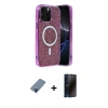 MARSİLYAN™- iPhone 12 Pro Kılıf Eksen Çizgi - Siyah 3D Antistatik Hayalet Cam Ekran Koruyucu + Metal Kamera Lens Koruma Cam - MI