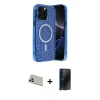 MARSİLYAN™- iPhone 12 Pro Kılıf Eksen Çizgi - Siyah 3D Antistatik Hayalet Cam Ekran Koruyucu + Rainbow Kamera Lens Koruma Cam - GD