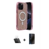 MARSİLYAN™- iPhone 12 Pro Kılıf Eksen Çizgi - Siyah 3D Antistatik Hayalet Cam Ekran Koruyucu + Kamera Lens Koruma Cam - SF