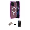 MARSİLYAN™- iPhone 12 Pro Kılıf Eksen Çizgi - Siyah 3D Antistatik Hayalet Cam Ekran Koruyucu + Shine Kamera Lens Koruma Cam - SABE