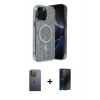 MARSİLYAN™- iPhone 12 Pro Kılıf Eksen Çizgi - Siyah 3D Antistatik Hayalet Cam Ekran Koruyucu + Neon Fosforlu Kamera Lens - YL