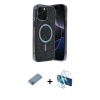 MARSİLYAN™- iPhone 12 Pro Kılıf Eksen Çizgi - Siyah 3D Antistatik Seramik Nano Ekran Koruyucu + Shine Kamera Lens Koruma Cam - GI