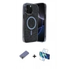 MARSİLYAN™- iPhone 12 Pro Kılıf Eksen Çizgi - Siyah 3D Antistatik Seramik Nano Ekran Koruyucu + Metal Kamera Lens Koruma Cam - GD