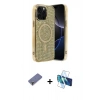 MARSİLYAN™- iPhone 12 Pro Kılıf Eksen Çizgi - Siyah 3D Antistatik Seramik Nano Ekran Koruyucu + Metal Kamera Lens Koruma Cam - GD