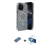 MARSİLYAN™- iPhone 12 Pro Kılıf Eksen Çizgi - Siyah 3D Antistatik Seramik Nano Ekran Koruyucu + Shine Kamera Lens Koruma Cam - GD
