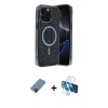 MARSİLYAN™- iPhone 12 Pro Kılıf Eksen Çizgi - Siyah 3D Antistatik Seramik Nano Ekran Koruyucu + Metal Kamera Lens Koruma Cam - MI