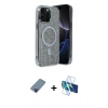 MARSİLYAN™- iPhone 12 Pro Kılıf Eksen Çizgi - Siyah 3D Antistatik Seramik Nano Ekran Koruyucu + Metal Kamera Lens Koruma Cam - MI
