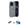 MARSİLYAN™- iPhone 12 Pro Kılıf Eksen Çizgi - Siyah 3D Antistatik Seramik Nano Ekran Koruyucu + Mavi Renkli Kamera Lens Koruma Cam