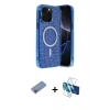 MARSİLYAN™- iPhone 12 Pro Kılıf Eksen Çizgi - Siyah 3D Antistatik Seramik Nano Ekran Koruyucu + Shine Kamera Lens Koruma Cam - PE