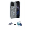 MARSİLYAN™- iPhone 12 Pro Kılıf Eksen Çizgi - Siyah 3D Antistatik Seramik Nano Ekran Koruyucu + Renkli Kamera Lens Koruma Cam - PE