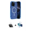 MARSİLYAN™- iPhone 12 Pro Kılıf Eksen Çizgi - Siyah 3D Antistatik Seramik Nano Ekran Koruyucu + Kamera Lens Koruma Cam - SF
