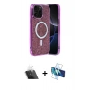 MARSİLYAN™- iPhone 12 Pro Kılıf Eksen Çizgi - Siyah 3D Antistatik Seramik Nano Ekran Koruyucu + Kamera Lens Koruma Cam - SF