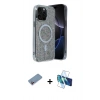 MARSİLYAN™- iPhone 12 Pro Kılıf Eksen Çizgi - Siyah 3D Antistatik Seramik Nano Ekran Koruyucu + Shine Kamera Lens Koruma Cam - PE