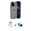 MARSİLYAN™- iPhone 12 Pro Kılıf Eksen Çizgi - Siyah 3D Antistatik Seramik Nano Ekran Koruyucu + Shine Kamera Lens - MI