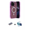 MARSİLYAN™- iPhone 12 Pro Kılıf Eksen Çizgi - Siyah 3D Antistatik Seramik Nano Ekran Koruyucu + Renkli Kamera Lens Koruma Cam - TU