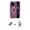 MARSİLYAN™- iPhone 12 Pro Kılıf Eksen Çizgi - Siyah 6D Mat Seramik Hayalet Nano Ekran Koruyucu + Açık Yeşil Metal Kamera Lens Koruma Cam