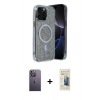 MARSİLYAN™- iPhone 12 Pro Kılıf Eksen Çizgi - Siyah 6D Mat Seramik Hayalet Nano Ekran Koruyucu + Beyaz Neon Fosforlu Kamera Lens