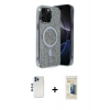 MARSİLYAN™- iPhone 12 Pro Kılıf Eksen Çizgi - Siyah 6D Mat Seramik Hayalet Nano Ekran Koruyucu + Mavi Shine Kamera Lens