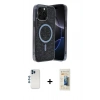 MARSİLYAN™- iPhone 12 Pro Kılıf Eksen Çizgi - Siyah 6D Mat Seramik Hayalet Nano Ekran Koruyucu + Mavi Shine Kamera Lens