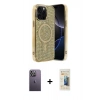 MARSİLYAN™- iPhone 12 Pro Kılıf Eksen Çizgi - Siyah 6D Mat Seramik Hayalet Nano Ekran Koruyucu + Neon Fosforlu Kamera Lens - BZ