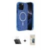 MARSİLYAN™- iPhone 12 Pro Kılıf Eksen Çizgi - Siyah 6D Mat Seramik Hayalet Nano Ekran Koruyucu + Kamera Lens Koruma Cam - SF