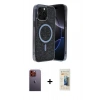 MARSİLYAN™- iPhone 12 Pro Kılıf Eksen Çizgi - Siyah 6D Mat Seramik Hayalet Nano Ekran Koruyucu + Neon Fosforlu Kamera Lens - TU