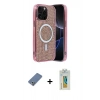 MARSİLYAN™- iPhone 12 Pro Kılıf Eksen Çizgi - Siyah Polymer Nano Ekran Koruyucu + Metal Kamera Lens Koruma Cam - AKYL
