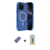 MARSİLYAN™- iPhone 12 Pro Kılıf Eksen Çizgi - Siyah Polymer Nano Ekran Koruyucu + Metal Kamera Lens Koruma Cam - AKYL