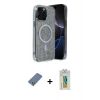 MARSİLYAN™- iPhone 12 Pro Kılıf Eksen Çizgi - Siyah Polymer Nano Ekran Koruyucu + Metal Kamera Lens Koruma Cam - AKYL
