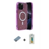 MARSİLYAN™- iPhone 12 Pro Kılıf Eksen Çizgi - Siyah Polymer Nano Ekran Koruyucu + Shine Kamera Lens Koruma Cam - GI